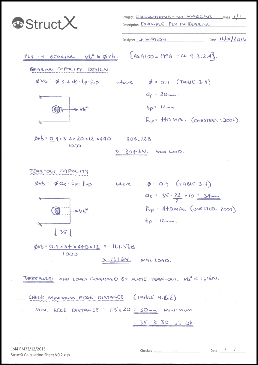 Hand Calculation Example