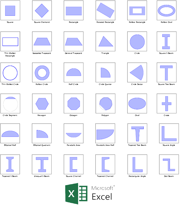 StruxtX.com Shape Excel Sheets